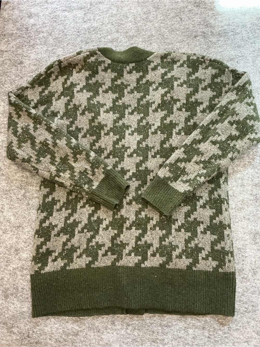 Madewell Green Houndstooth Button Cardigan Sweater Size XS - Picture 4 of 4